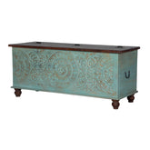 Indian Hand Carved Solid Wood Blanket Box Chest B10